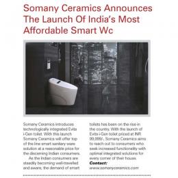 SOMANY CERAMICS ANNOUNCES THE LAUNCH OF INDIA’S MOST AFFORDABLE SMART WC | THE INSIDE TRACK